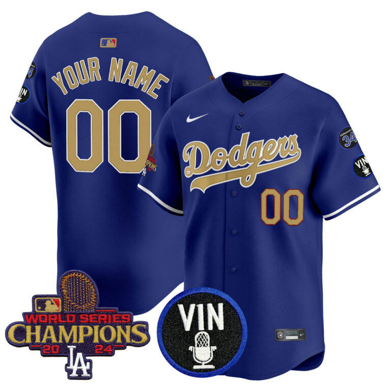 Men Los Angeles Dodgers Custom  Gold Vapor Premier Limited blue MLB Nike Jersey 2025->customized mlb jersey->Custom Jersey